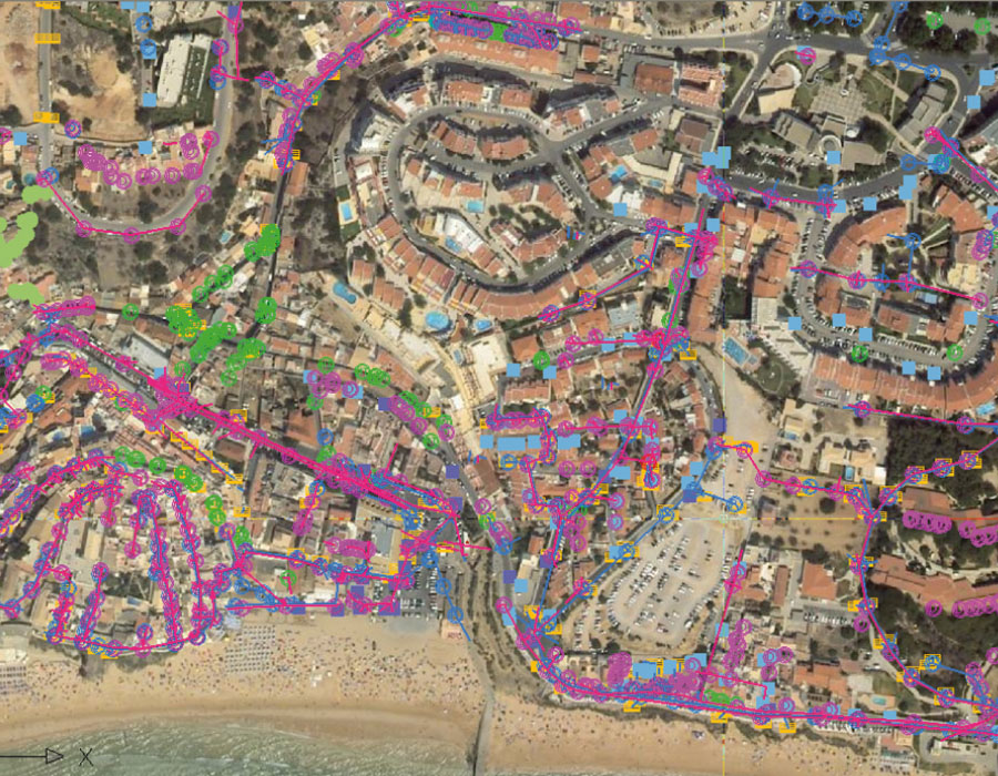 Record survey of water supply, wastewater and rainwater drainage system in Albufeira municipality